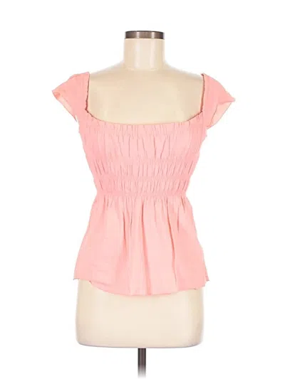 Pre-owned Theory Short Sleeve Top Pink Sweetheart Neckline Tops