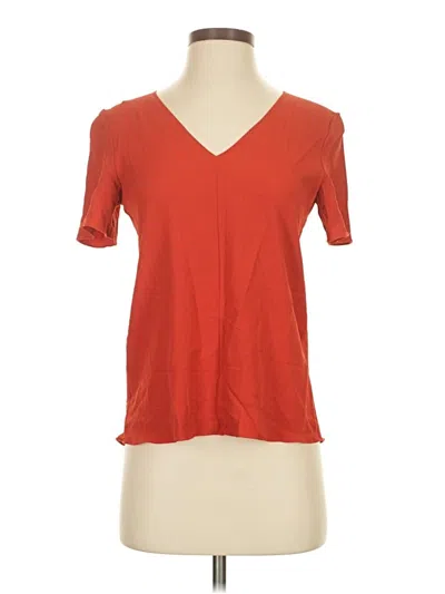 Pre-owned Theory Short Sleeve Top Red V Neck Tops