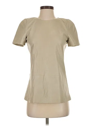 Pre-owned Theory Short Sleeve Top Tan Crew Neck Tops In Brown