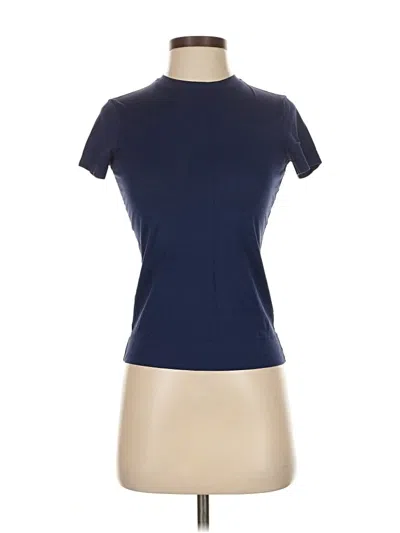 Pre-owned Theory Short Sleeve Turtleneck In Blue