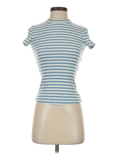 Pre-owned Theory Short Sleeve Turtleneck In Blue