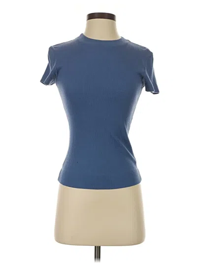 Pre-owned Theory Short Sleeve Turtleneck In Blue