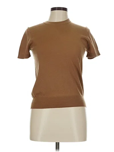 Pre-owned Theory Short Sleeve Turtleneck In Brown