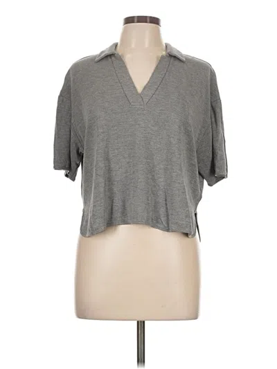 Pre-owned Theory Short Sleeve Turtleneck In Gray