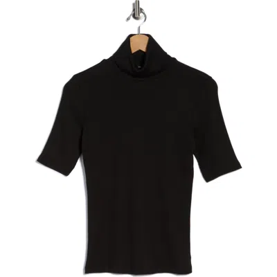 Theory Short Sleeve Turtleneck Knit Top In Black