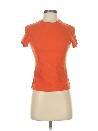 Pre-owned Theory Short Sleeve Turtleneck In Orange