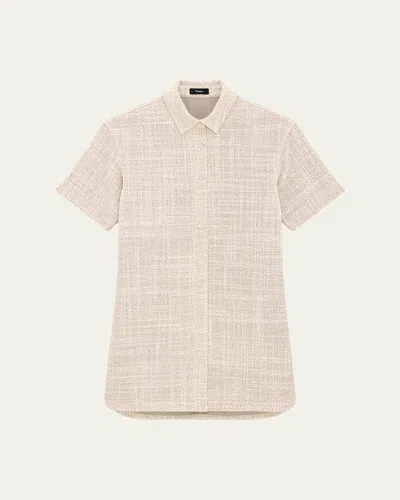 Theory Short-sleeve Tweed Shirtdress