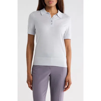 Theory Short Sleeve Wool Polo In Gray