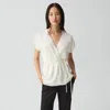 Theory Short-sleeve Wrap Top In Silk Georgette In White