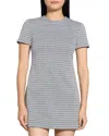 Theory Short Sleeved A Line Dress In Fog Multi