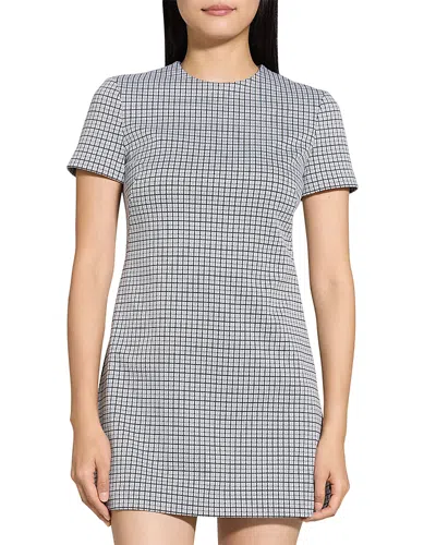 Theory Short Sleeved A Line Dress In Fog Multi
