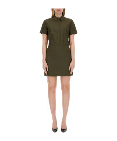 Theory Short-sleeve A-line Mini Shirtdress In Green