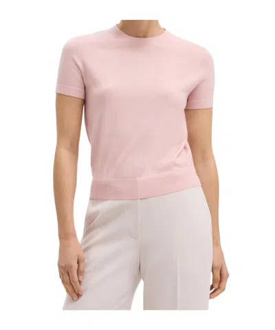 Theory Short-sleeved Knitted T-shirt In Nude