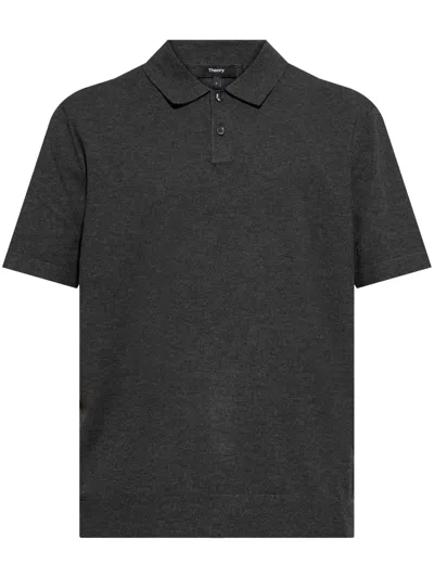 Theory Short-sleeved Polo Shirt In Grey