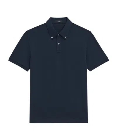 Theory Short-sleeved Polo Shirt In The Baltic