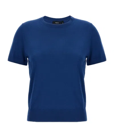 Theory Short-sleeved Sweater In Blue