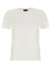 Theory Lightweight Crew Neck Ribbed Hem Top In White