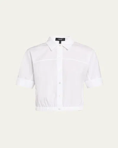 Theory Short-sleeve Button-front Shirt In White