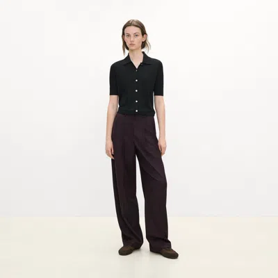 Theory Short-sleeve Knit Shirt In Regal Wool In Black