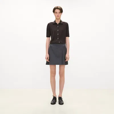 Theory Short-sleeve Knit Shirt In Regal Wool In Brown