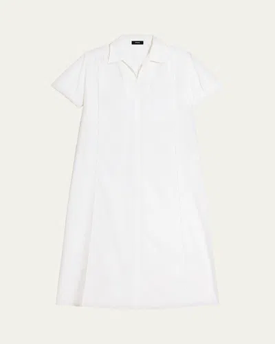 Theory Short-sleeve Poplin Popover Maxi Dress In White