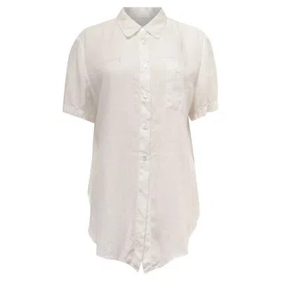 Theory Short-sleeve Shirt In White Linen
