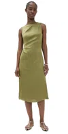 Theory Shoulder Drape Dress Avocado In Gray