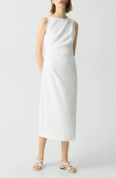 Theory Shoulder Drape Linen Blend Dress In White