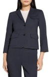 Theory Shrunked Crop Linen Blend Blazer In Concord