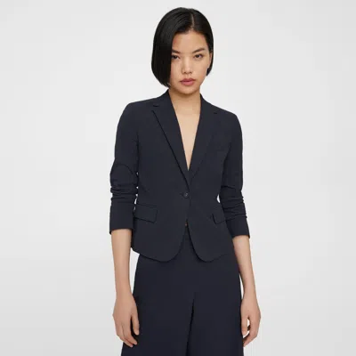 Theory Shrunken Blazer In Seersucker In Navy