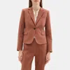 Theory Shrunken Blazer In Stretch Linen-blend In Brown