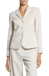 Theory Shrunken Check Linen Blend Jacket In White