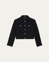 Theory Shrunken Crepe Trucker Jacket In Black