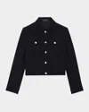 Theory Shrunken Trucker Jacket In Admiral Crepe In Black