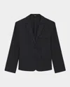Theory Rolled-sleeve Shawl Collar One-button Jacket In Black