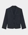 Theory Shrunked Crop Linen Blend Blazer In Concord