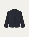Theory Shrunked Crop Linen Blend Blazer In Concord