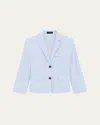 Theory Shrunken Crunch Linen Jacket In Pearl Blue