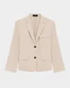 Theory Shrunked Crop Linen Blend Blazer In Straw