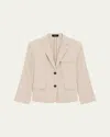 Theory Shrunked Crop Linen Blend Blazer In Straw