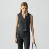 Theory Shrunken Double-breasted Vest In Sleek Flannel In Black