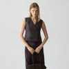 Theory Shrunken Double-breasted Vest In Sleek Flannel In Brown