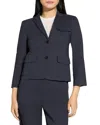 Theory Shrunked Crop Linen Blend Blazer In Concord