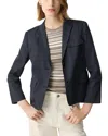 Theory Shrunked Crop Linen Blend Blazer In Concord
