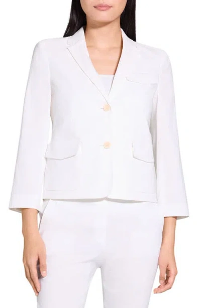 Theory Shrunken Linen Blend Jacket In White