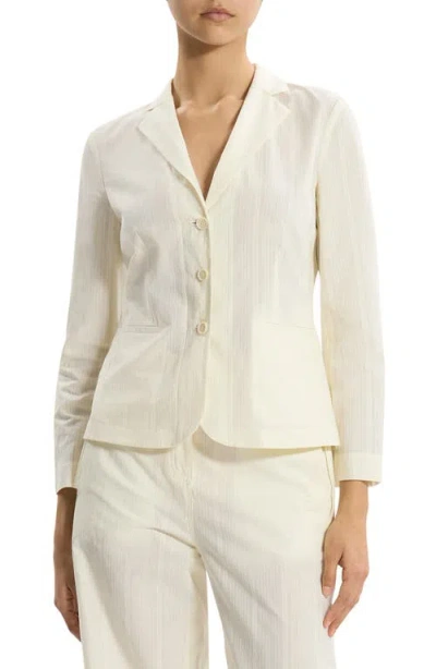 Theory Shrunken Organic Cotton Blazer In White