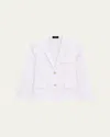 Theory Shrunken Linen Blend Jacket In White