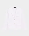 Theory Shrunken Linen Blend Jacket In White