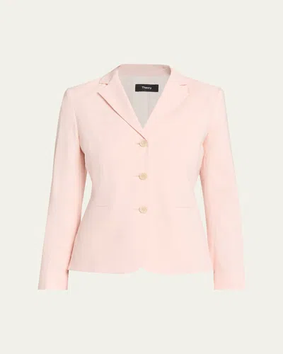 Theory Shrunken Single-breasted Blazer In Warm Pink
