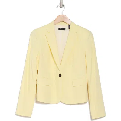 Theory Shrunken Stretch Linen Blend Blazer In Lemon